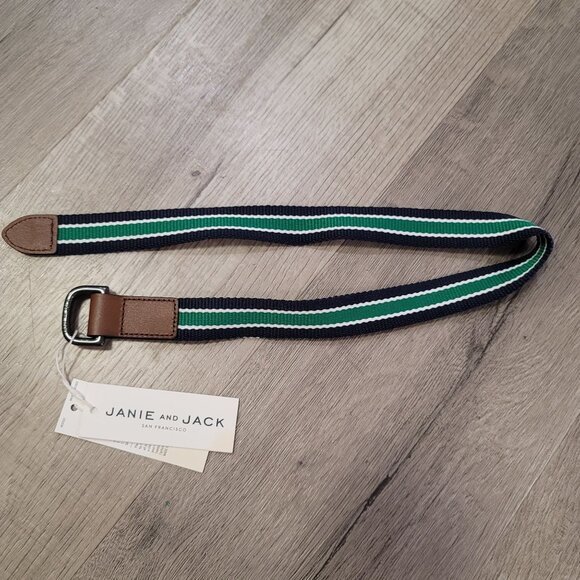 Janie and Jack NWT striped blue and green boys belt size 2t-3 - Picture 2 of 6